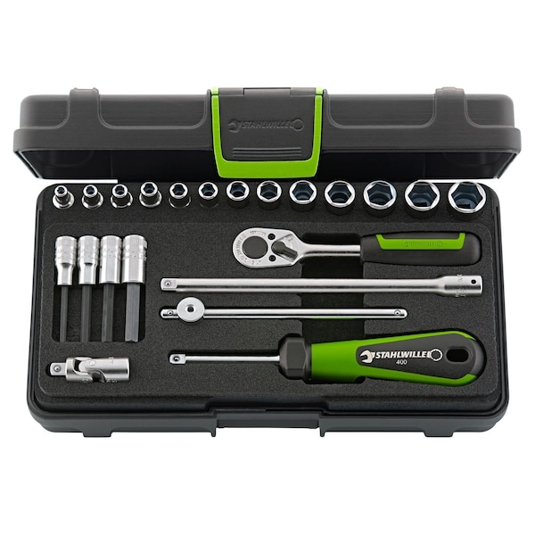 6, 3 mm (1/4") Socket set 22-pcs., 40/44/17/5 KN